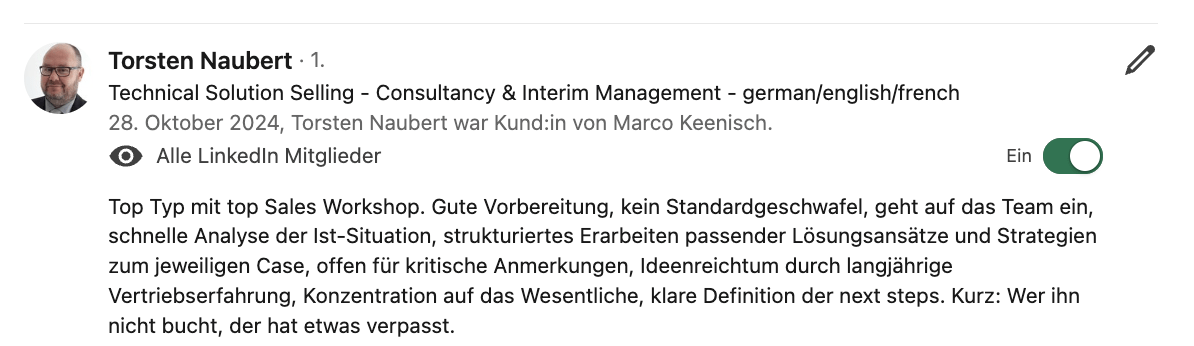 Empfehlung auf LinkedIn 07
