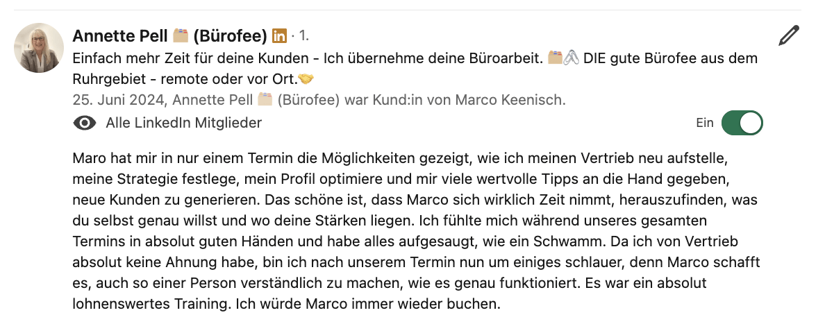 Empfehlung auf LinkedIn 08