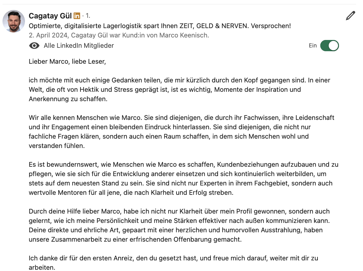 Empfehlung auf LinkedIn 09